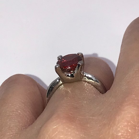 Silver Red Cz Ring, Size 5 1/4 - Picture 6 of 7